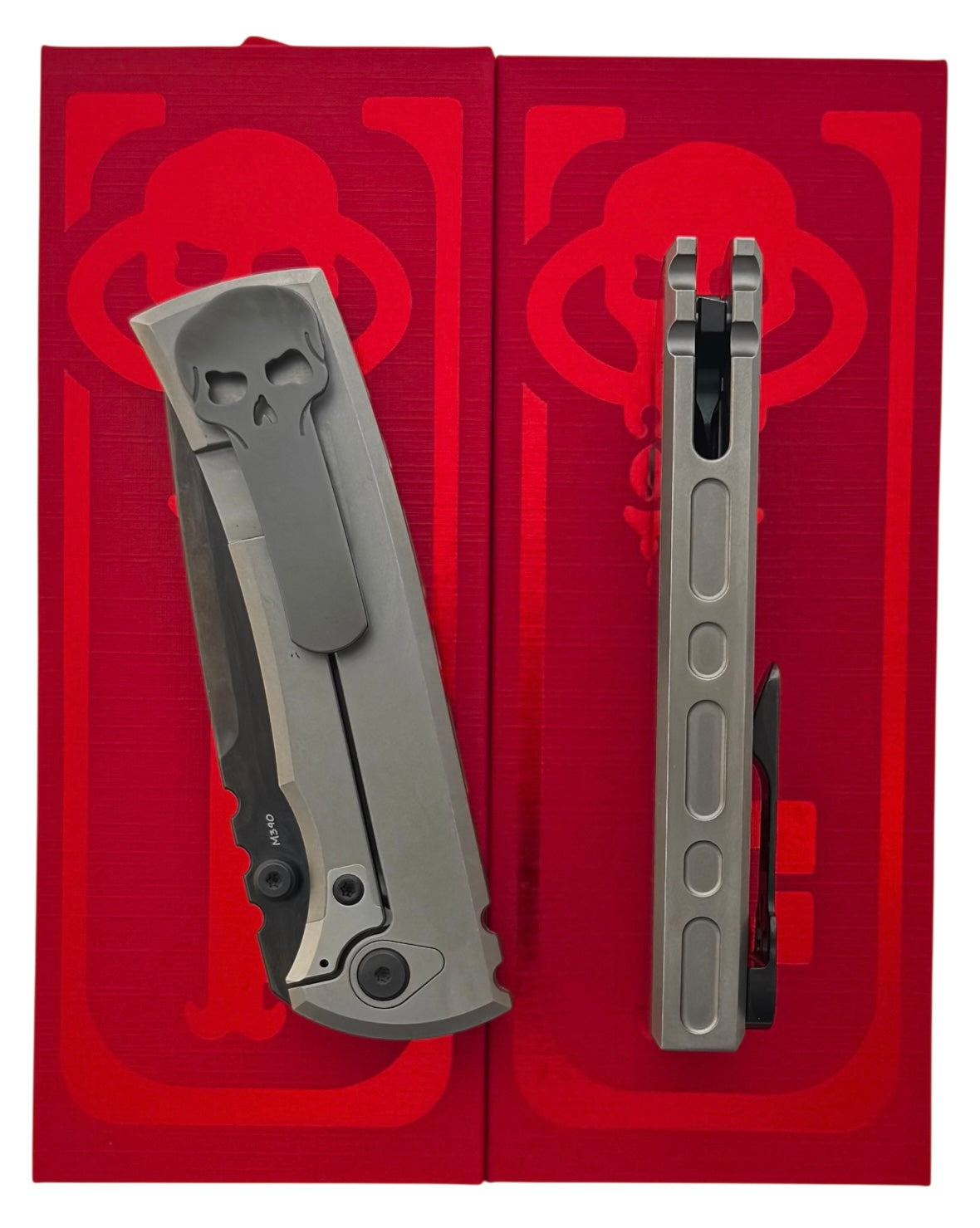 Chaves Knives-Chaves Knives Magnetic Inlay Integral Redencion 229 Frame Lock - Bright Stonewash Titanium Handles w/ Magnetic Inlay - DLC Black M390 Drop Point Blade-3-Urban Cutlery