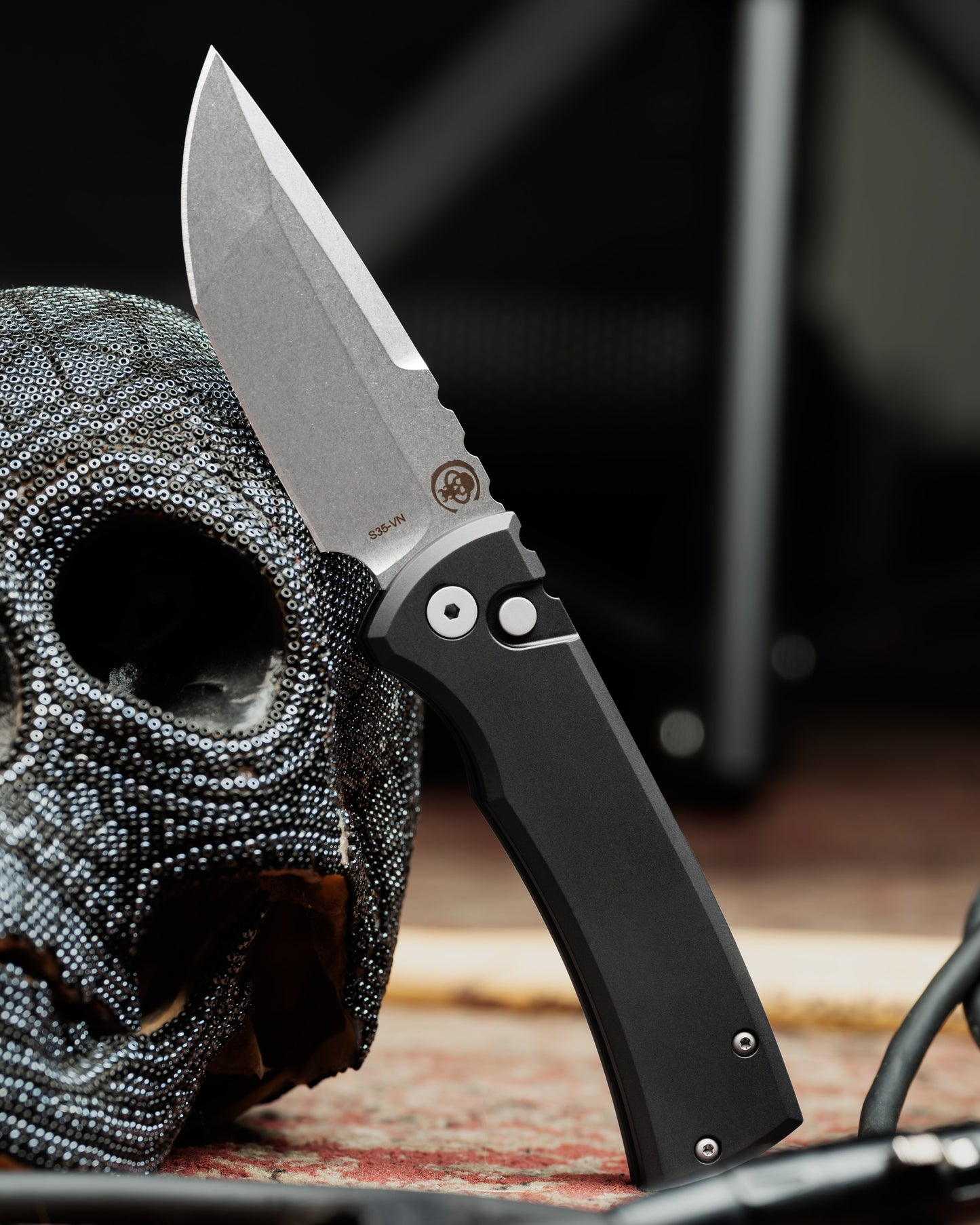 Chaves Knives-Chaves x ProTech 229 Redencion Auto - Black Handles - Stonewash Tanto S35vn Blade-4-Urban Cutlery