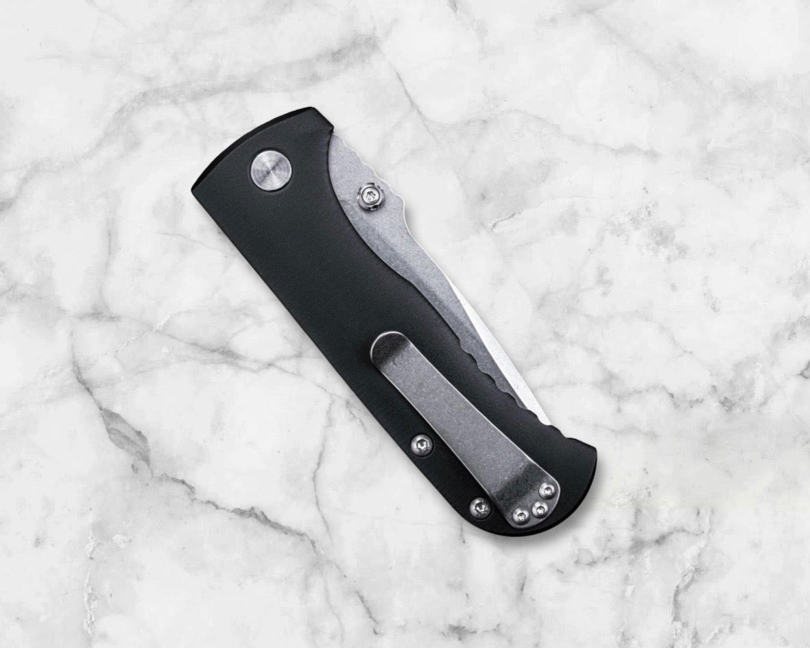 Defiant7-Defiant7 Talos Button Lock - Black 6061 Aluminum Handle - Stonewashed MagnaCut Blade-Urban Cutlery