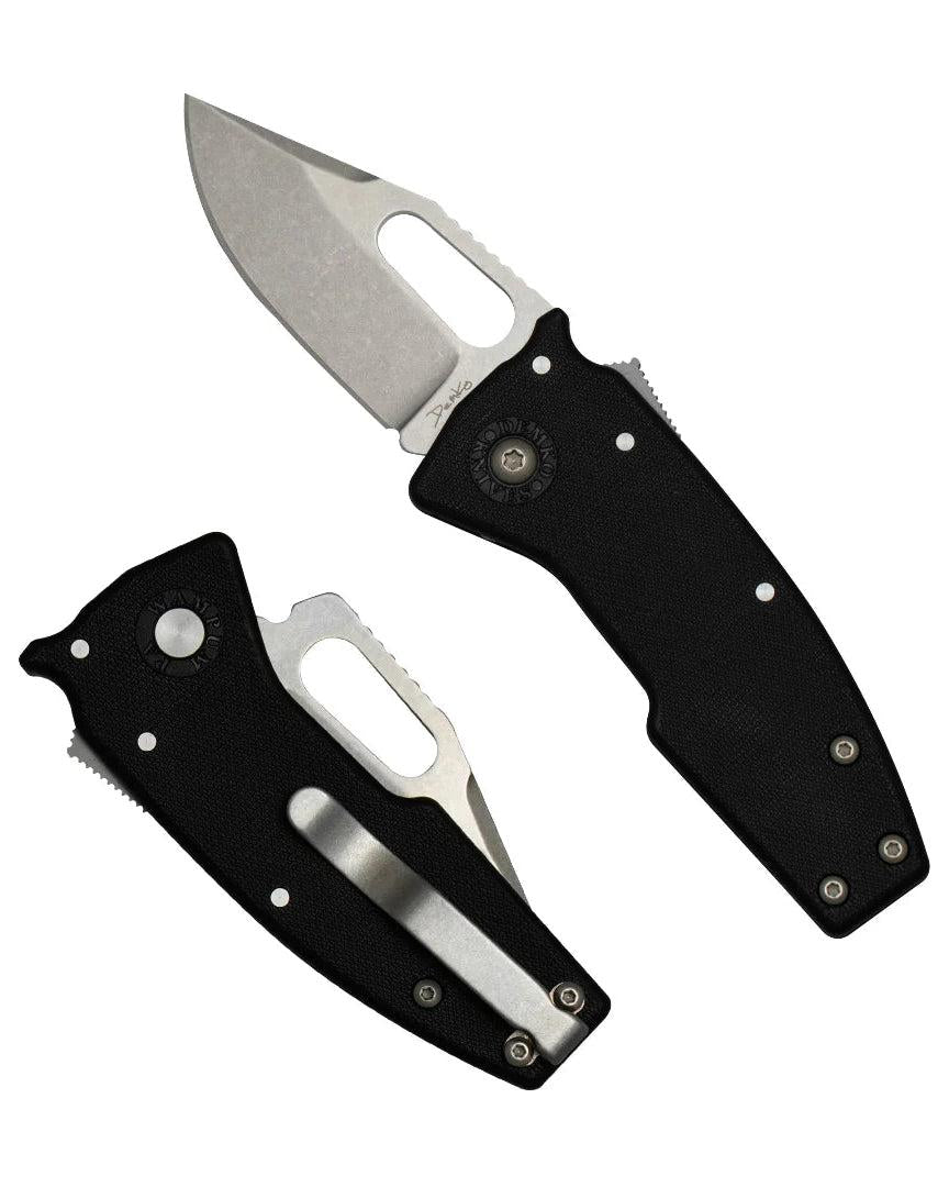 Demko Knives-Demko Knives Nano-Shark - Black GRN Handles - Stonewashed AUS10A Clip Point Blade-1-Urban Cutlery