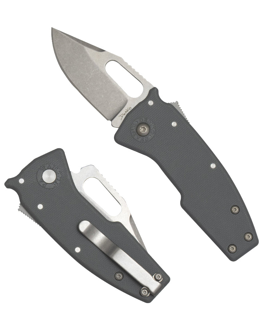 Demko Knives-Demko Knives Nano-Shark - Grey GRN Handles - Stonewashed AUS10A Clip Point Blade-1-Urban Cutlery