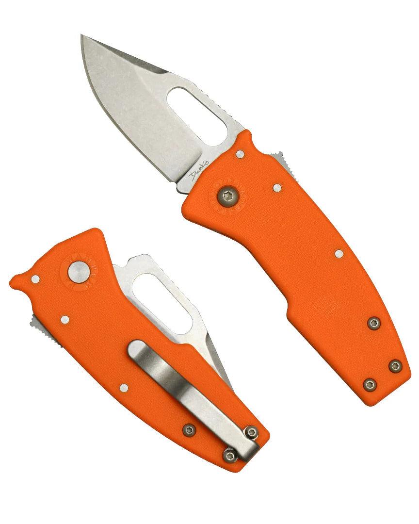 Demko Knives-Demko Knives Nano-Shark - Orange GRN Handles - Stonewashed AUS10A Clip Point Blade-1-Urban Cutlery