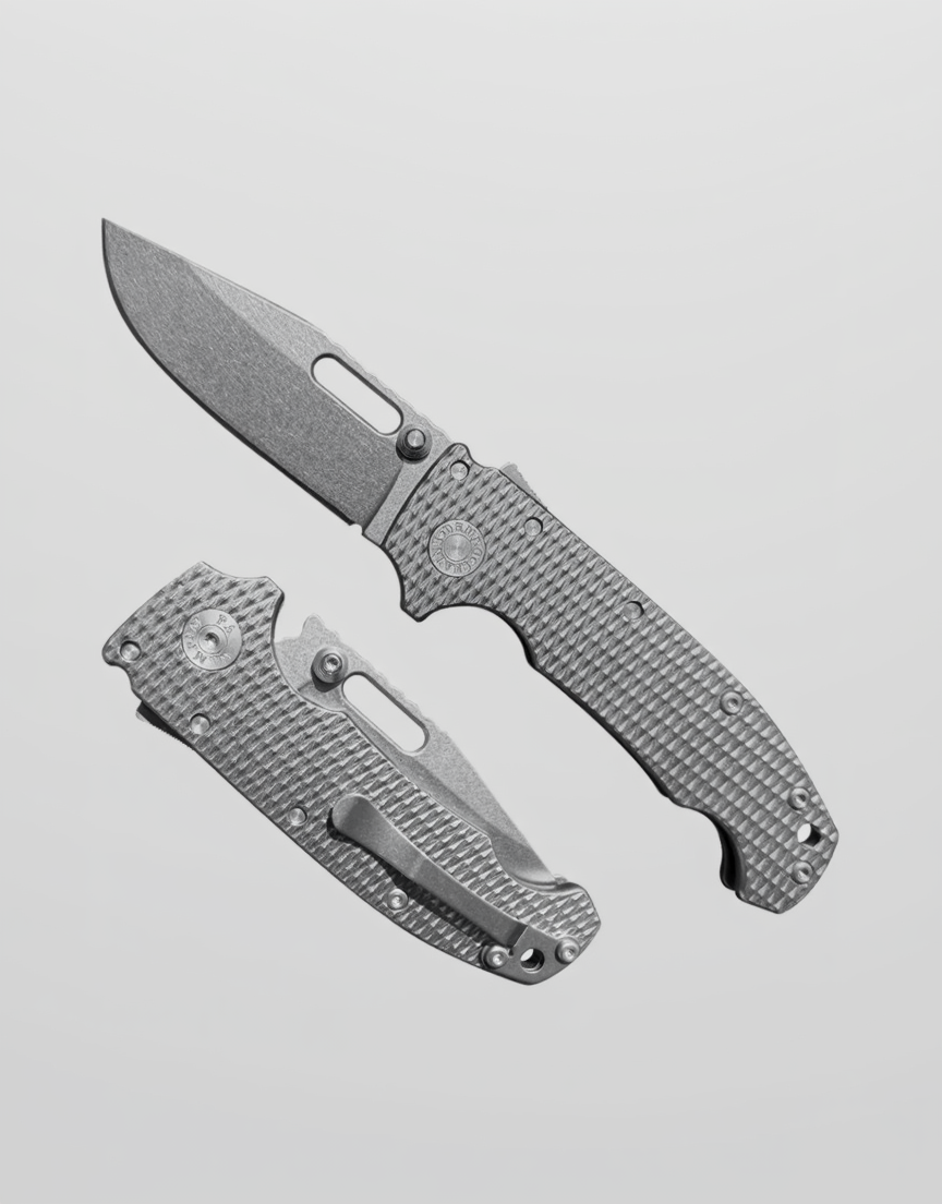 Demko Knives-Demko Knives USA MGAD20 - K1 Textured Titanium Handles - 3V Clip Point Blade-1-Urban Cutlery