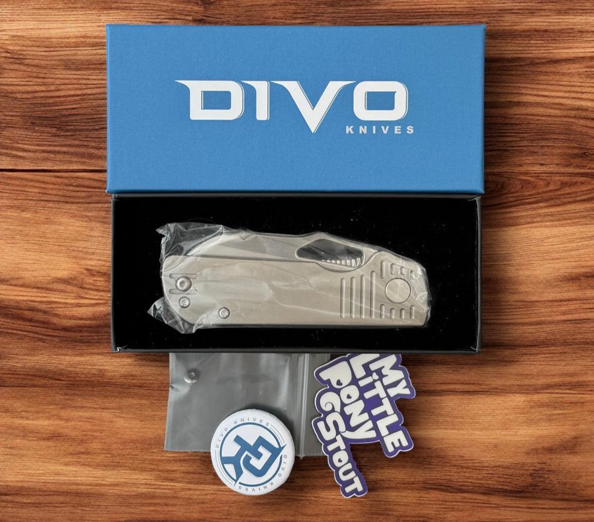 Divo Knives-Divo Stout Premium Pony Stout - RIGHTY - Stonewashed TI Handle - Stonewashed S90V Blade - Pre-Owned-Urban Cutlery