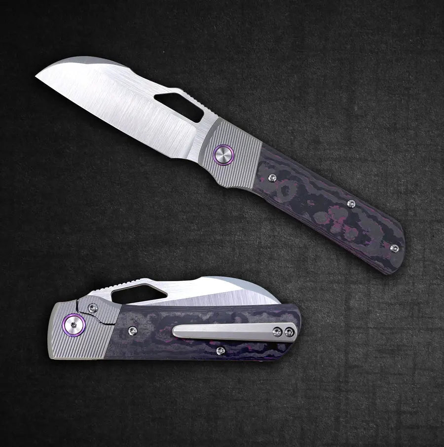 Divo Knives-Divo Stout V2 - RIGHTY - Purple Haze - Belt Satin Blade-1-Urban Cutlery