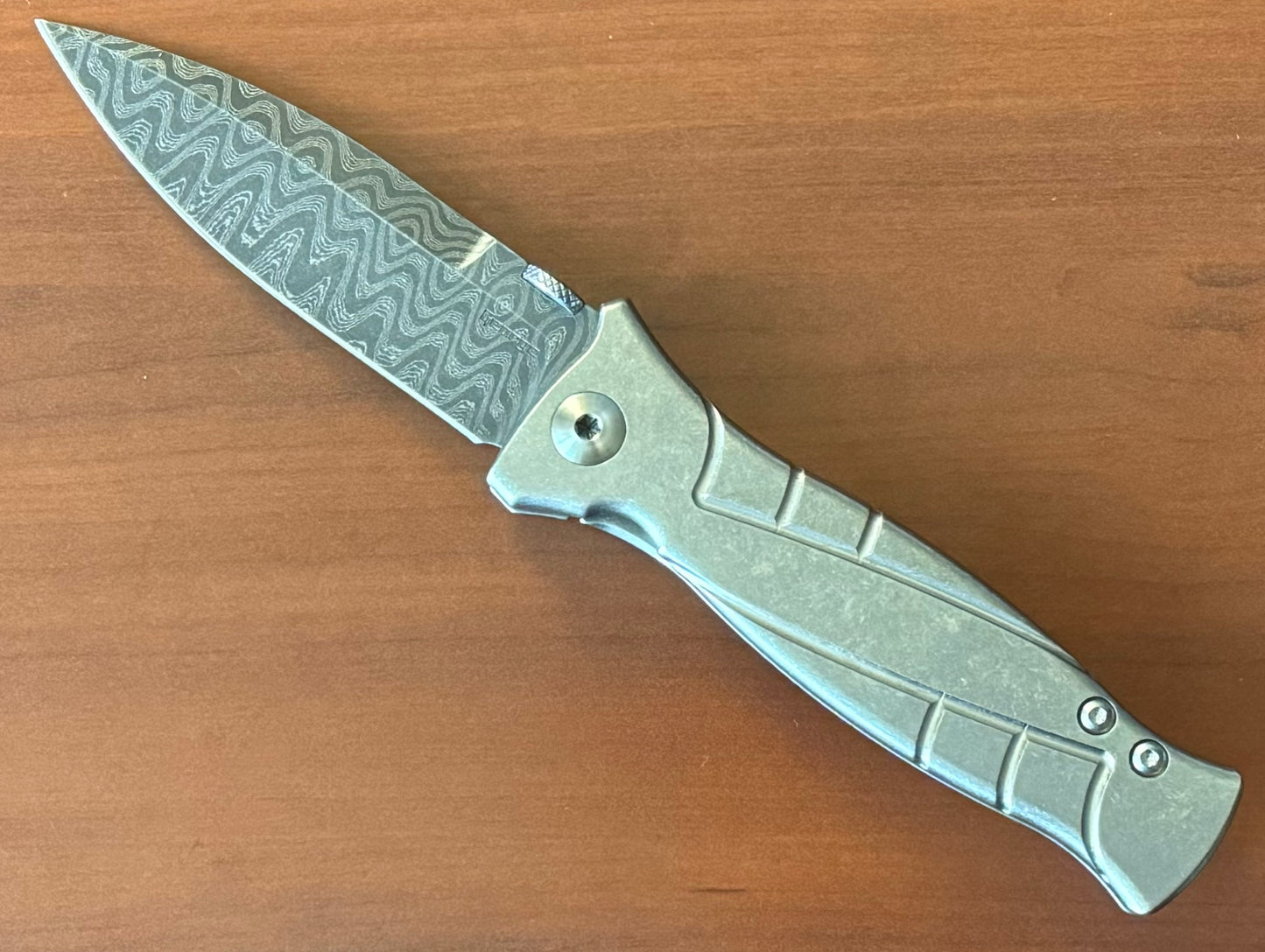 Les George Knives-Les George Knives MK3 - Damascus Blade - Sweep Stonewash Titanium Handle-Urban Cutlery