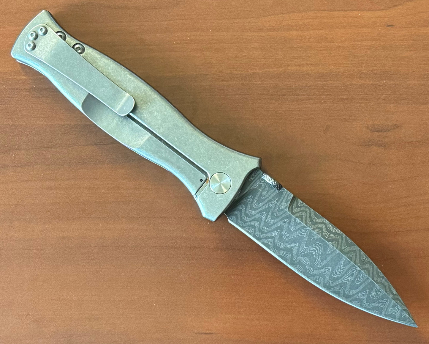 Les George Knives-Les George Knives MK3 - Damascus Blade - Sweep Stonewash Titanium Handle-Urban Cutlery