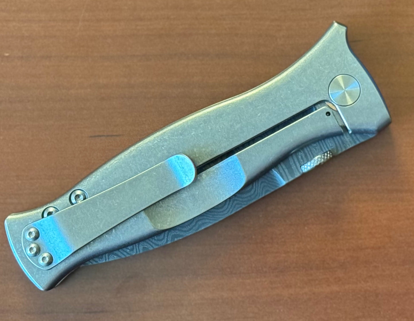 Les George Knives-Les George Knives MK3 - Damascus Blade - Sweep Stonewash Titanium Handle-Urban Cutlery