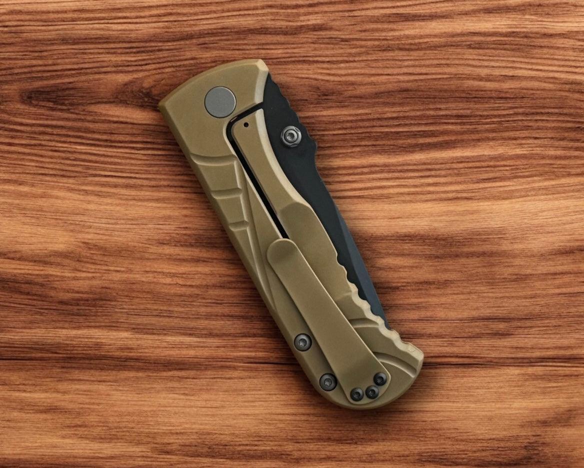 Les George Knives-Les George Knives Talos Frame Lock - Tan Handle & DLC Black-5-Urban Cutlery