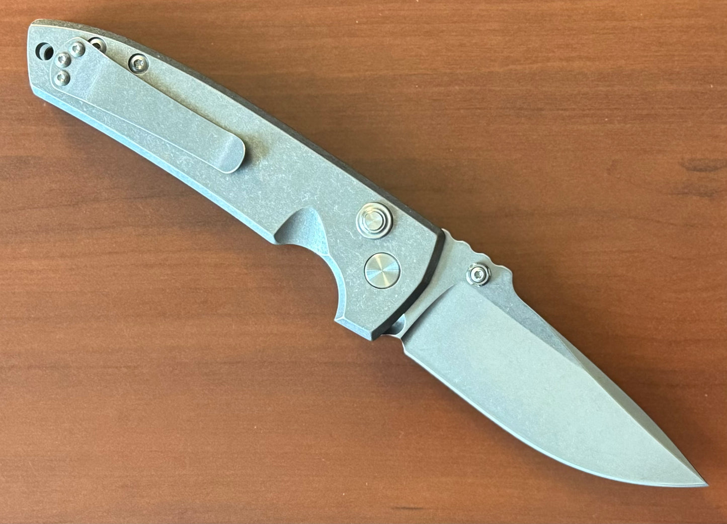 Les George Knives-Les George Knives VECP - Button Lock - Stonewashed Handle & Blade-Urban Cutlery