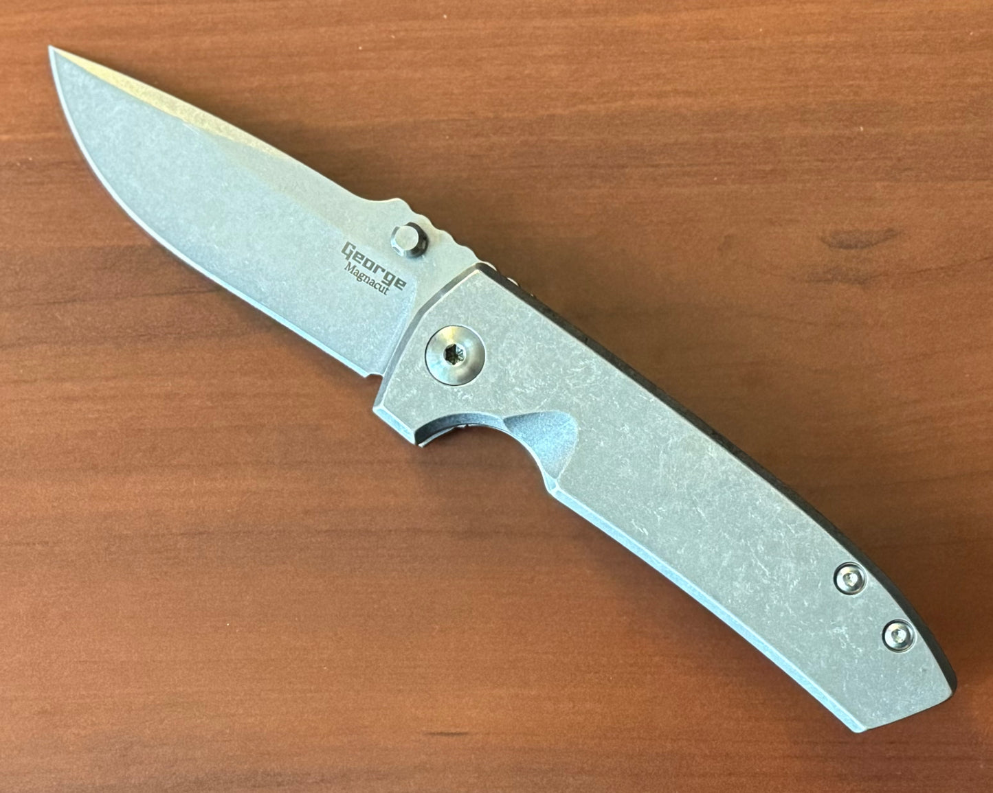 Les George Knives-Les George Knives VECP - Frame Lock - Stonewashed Handle & Blade-Urban Cutlery