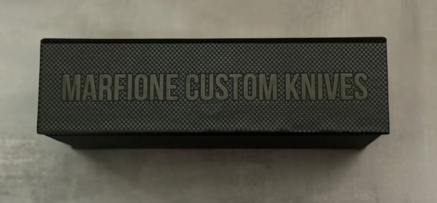 Marfione Custom Knives-Marfione Custom UTX-70 Double Edge Hand Rubbed Satin Blade Blue Ti Hardware Serialized SN #015 - Brand New-Urban Cutlery