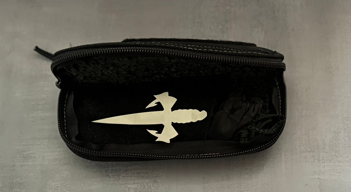 Marfione Custom Knives-Marfione Custom UTX-70 Double Edge Hand Rubbed Satin Blade Blue Ti Hardware Serialized SN #015 - Brand New-Urban Cutlery