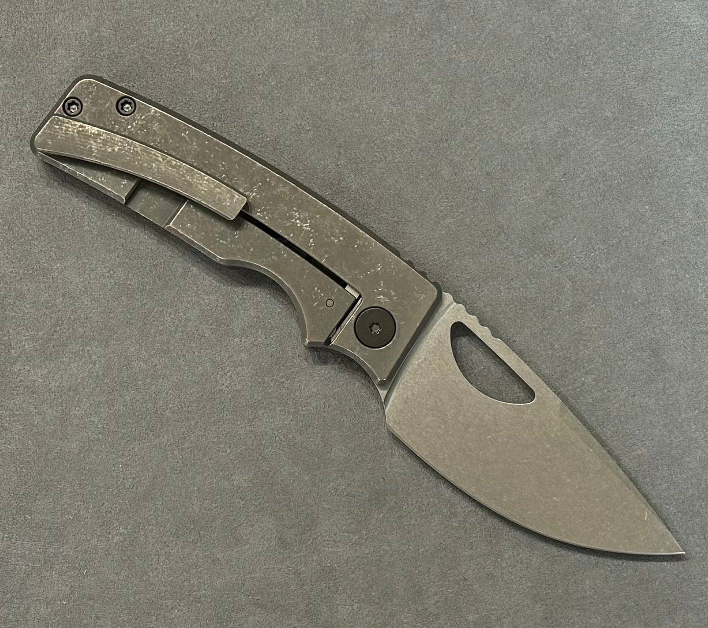 OZ Machine Company-Oz Machine Company Roosevelt ROSIE - Dark Stonewashed Speed Hole - Stonewashed MagnaCut Blade #3228 - Brand New-Urban Cutlery