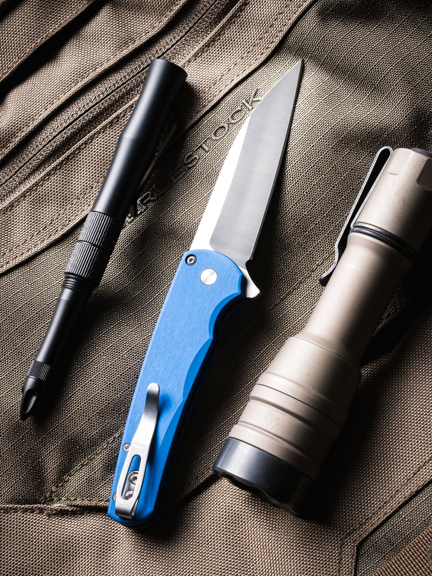 Pro-Tech-Pro-Tech 5300.LTD.Blue Malibu - Blue Handle - Machine Satin Magnacut Wharncliffe Blade - White Pearl Button - Satin Hardware-Urban Cutlery
