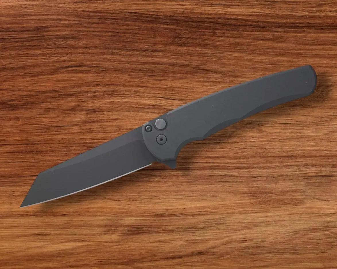 Pro-Tech-Pro-Tech 5403 Malibu - Smooth Black Handle - DLC Black Reverse Tanto Magnacut Blade - DLC Black Mini Deep Carry Clip-Urban Cutlery