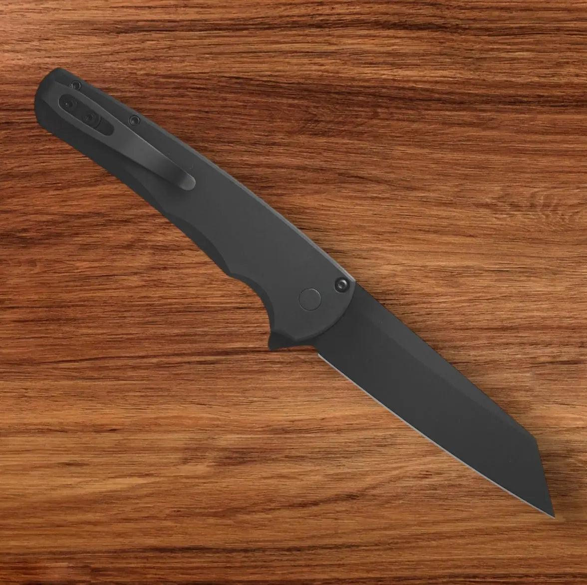 Pro-Tech-Pro-Tech 5403 Malibu - Smooth Black Handle - DLC Black Reverse Tanto Magnacut Blade - DLC Black Mini Deep Carry Clip-Urban Cutlery
