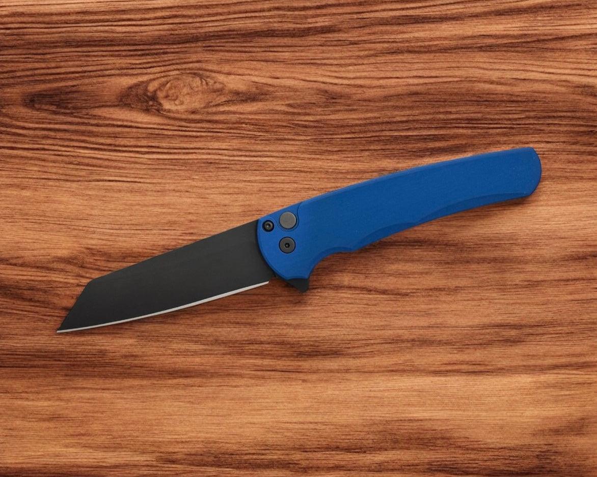 Pro-Tech-Pro-Tech 5403.Blue Malibu - Blue Handle - DLC Black Reverse Tanto Magnacut Blade - Black Hardware-Urban Cutlery