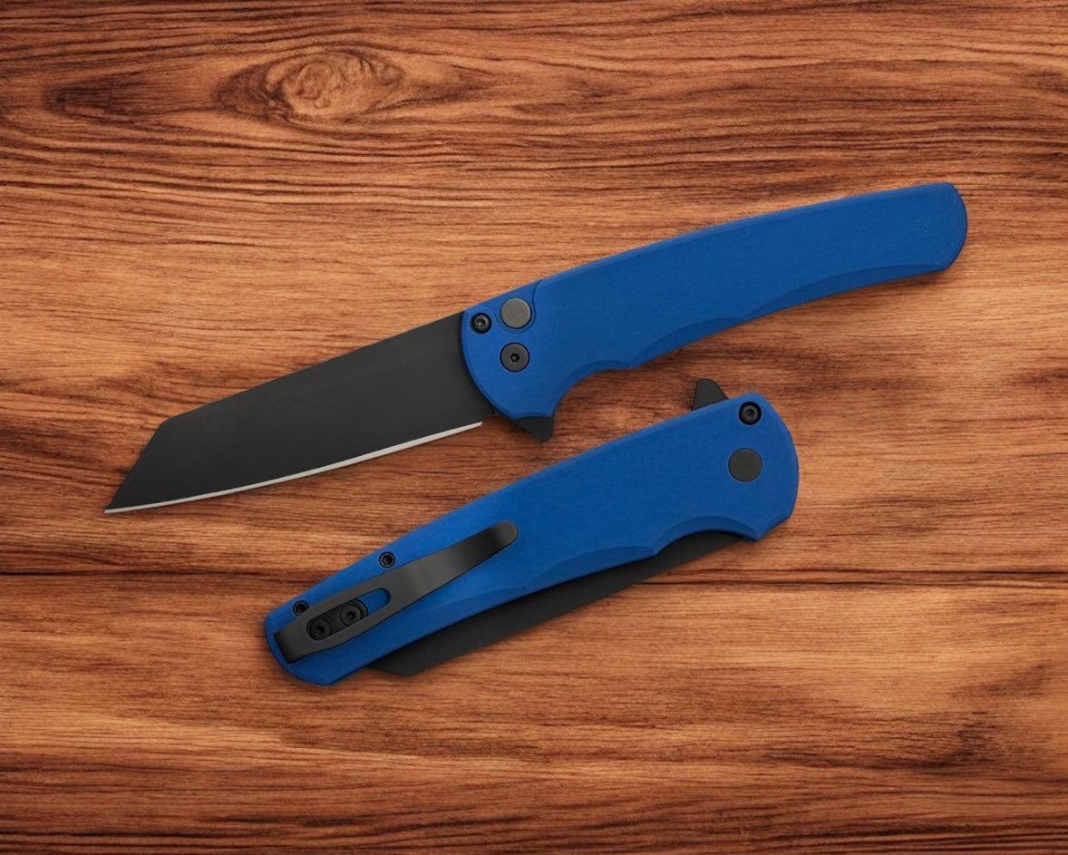 Pro-Tech-Pro-Tech 5403.Blue Malibu - Blue Handle - DLC Black Reverse Tanto Magnacut Blade - Black Hardware-Urban Cutlery