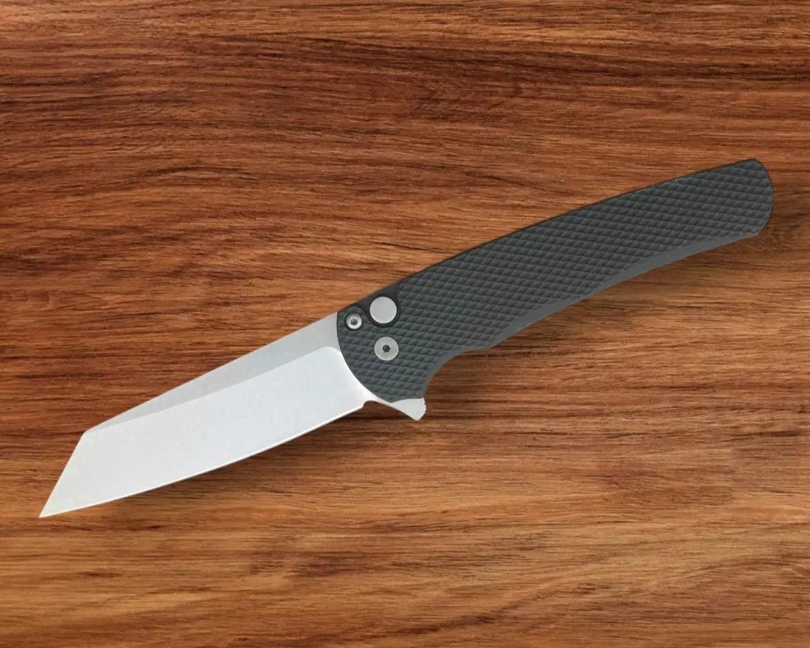 Pro-Tech-Pro-Tech 5405 Malibu - Textured Black Handle - Stonewash Reverse Tanto Magnacut Blade-Urban Cutlery