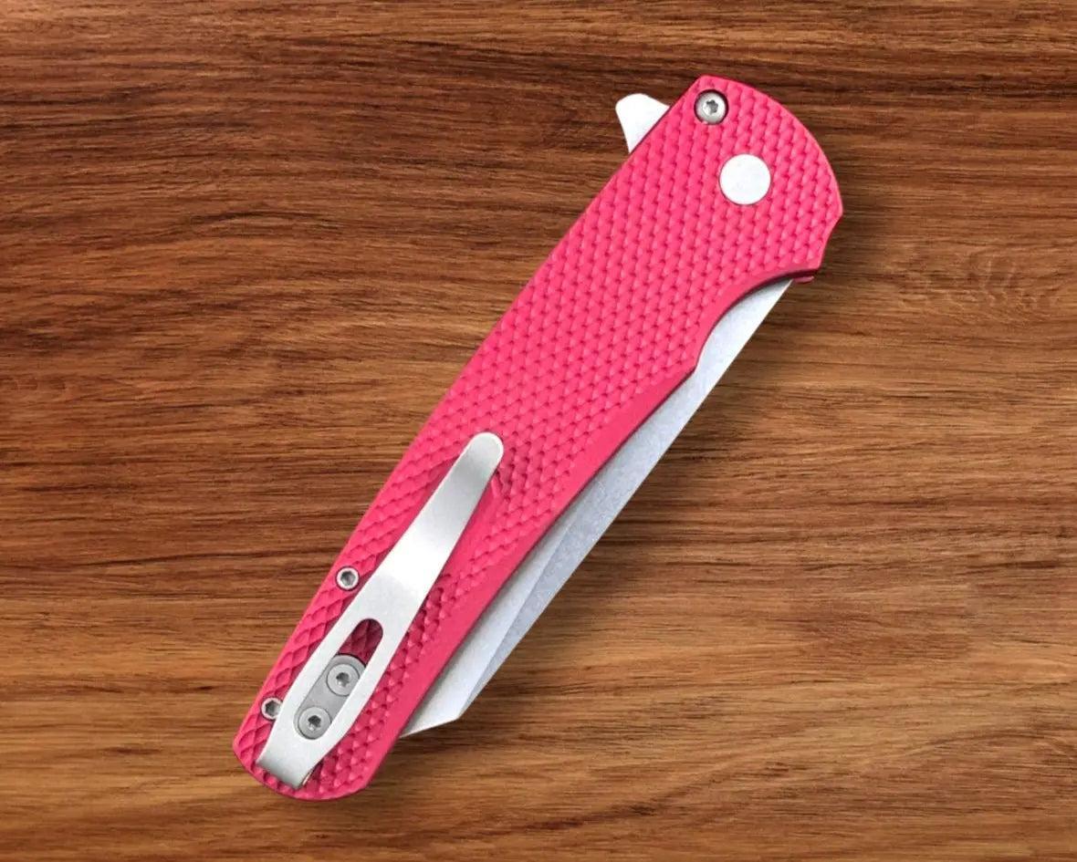 Pro-Tech-Pro-Tech 5405 Malibu - Textured Red Handle - Stonewash Reverse Tanto Magnacut Blade-5-Urban Cutlery