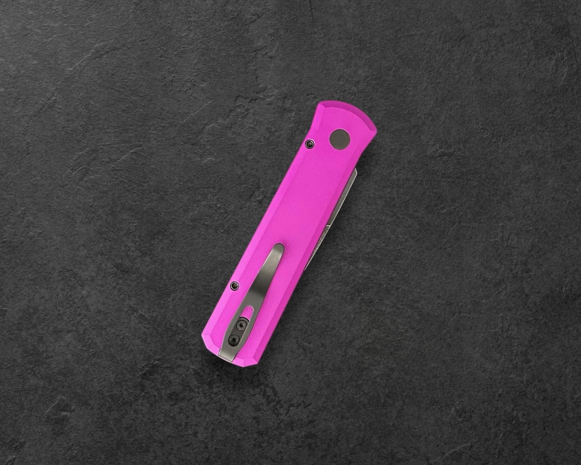 Pro-Tech-Pro-Tech 7211.Marble.CF.Purple.DLCW Godson AUTO - Purple with Marble Carbon Fiber inlay Handles - DLC Wash 20CV Blade - Black Lip Pearl Button-Urban Cutlery