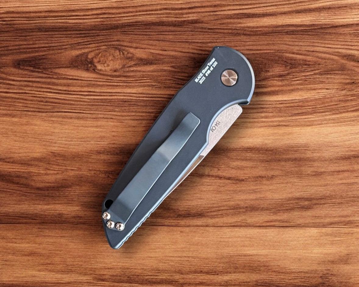 Pro-Tech-Pro-Tech Blade Show Texas Exclusive TR-3 Auto - Black Handle with Texas Engraving - Rose Gold Hardware - Rose Gold 154cm Blade /100-5-Urban Cutlery