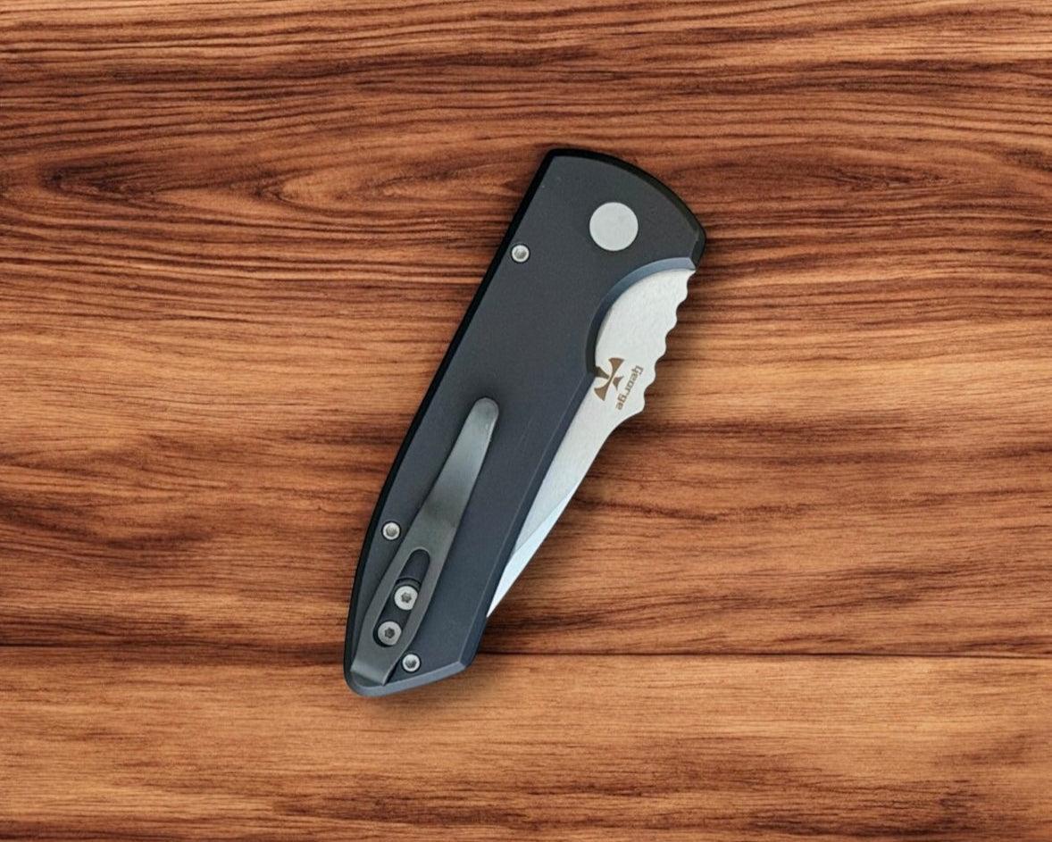 Pro-Tech-Pro-Tech Les George LG405 SBR AUTO - Machined Texture Black Handle - s35vn Blade - Blasted Hardware-5-Urban Cutlery