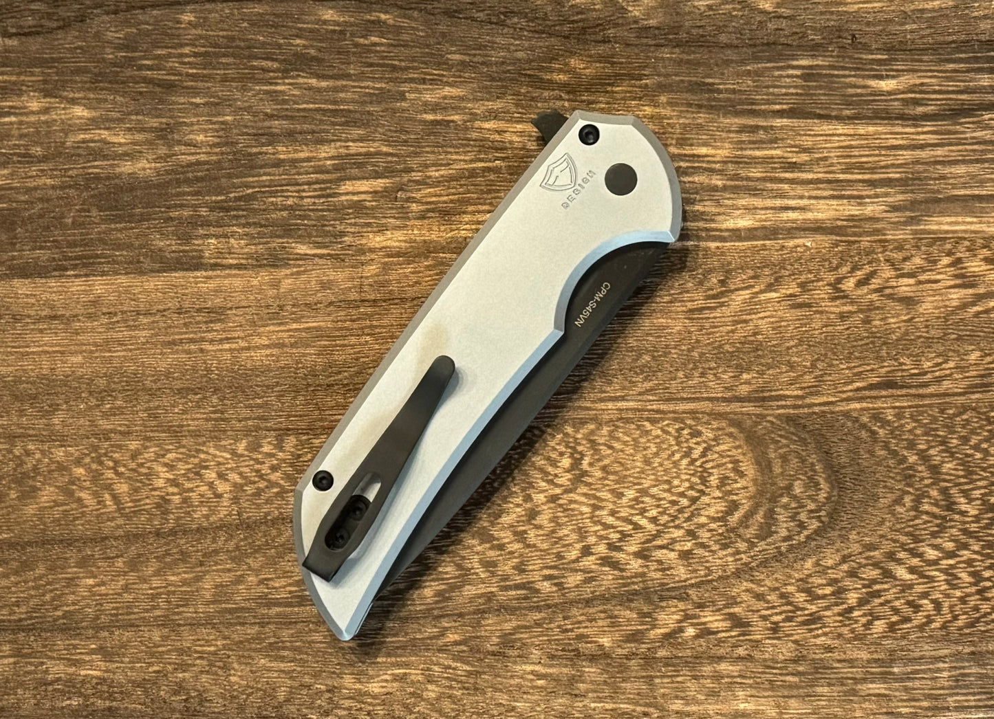 Pro-Tech-Pro-Tech Mordax (MX103-Grey) - Grey Handle - DLC Black S45VN Blade - MOP Push Button - Black Deep Carry Clip-4-Urban Cutlery