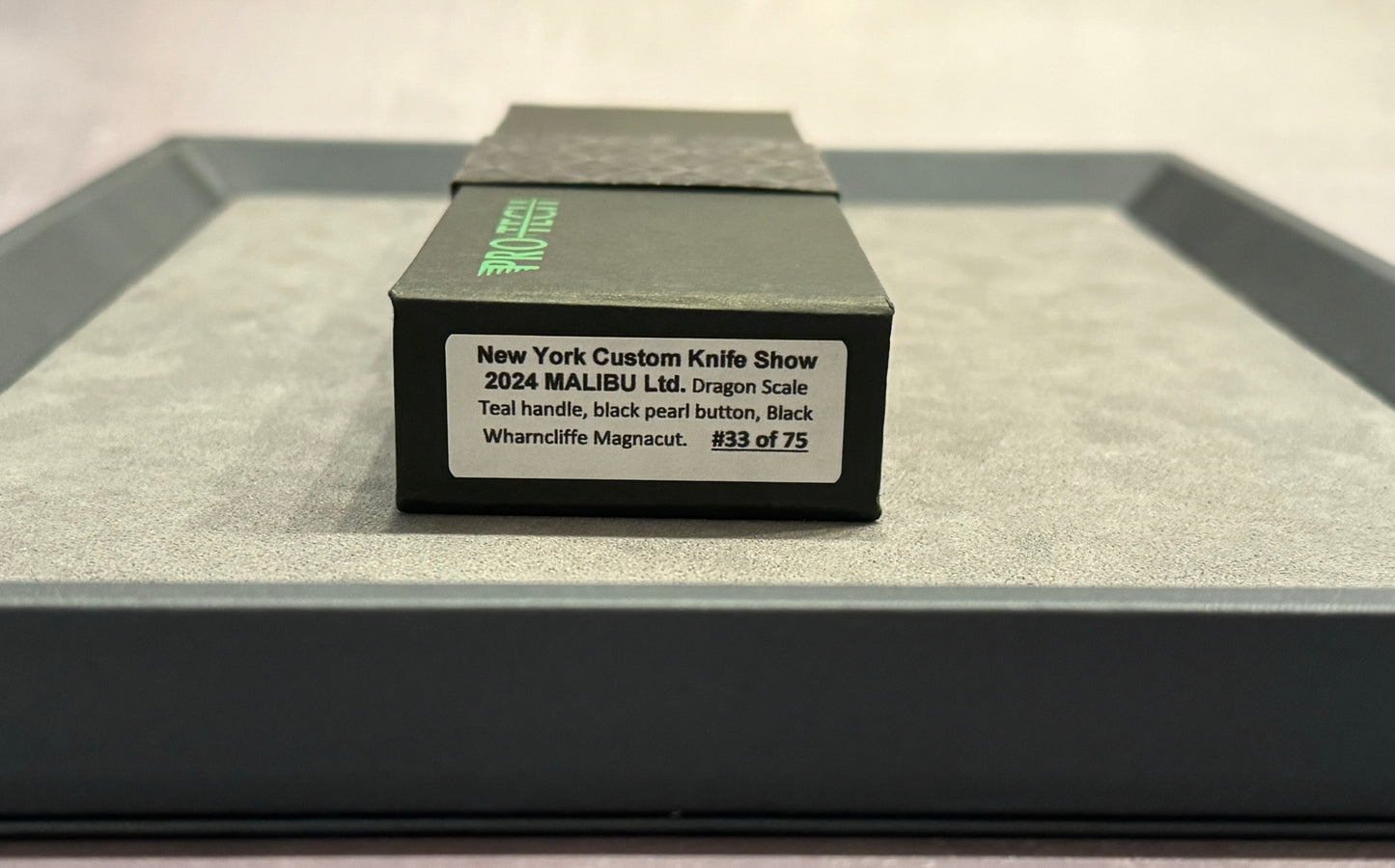 Pro-Tech-Pro-Tech NYCKS Special Malibu Ltd. Wharncliffe - Teal Dragon Scale Handle - Black Pearl Button - Black Magnacut Blade /75 - Brand New-10-Urban Cutlery