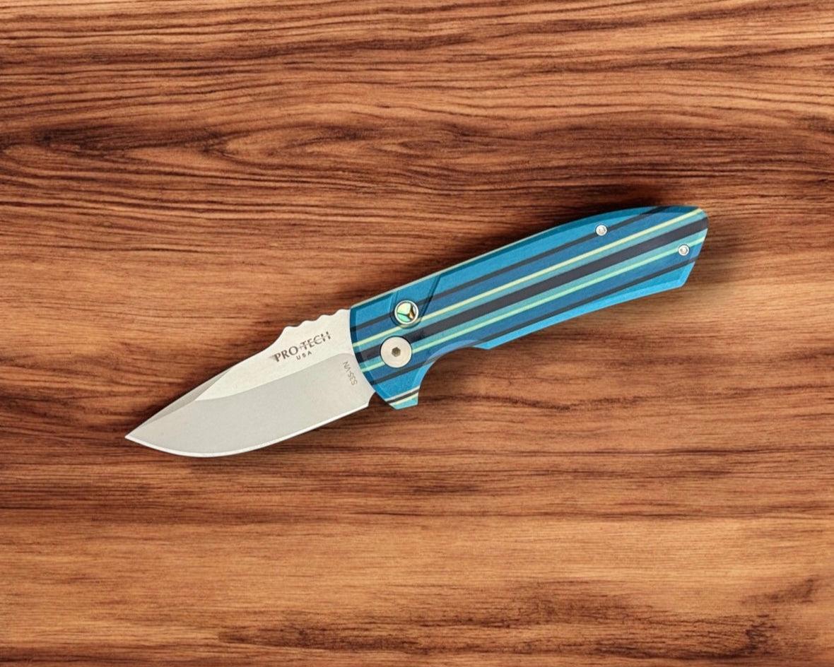 Pro-Tech-Pro-Tech SBR AUTO - Custom Unique Micarta Handle - s35vn Blade - Unique Button-Urban Cutlery