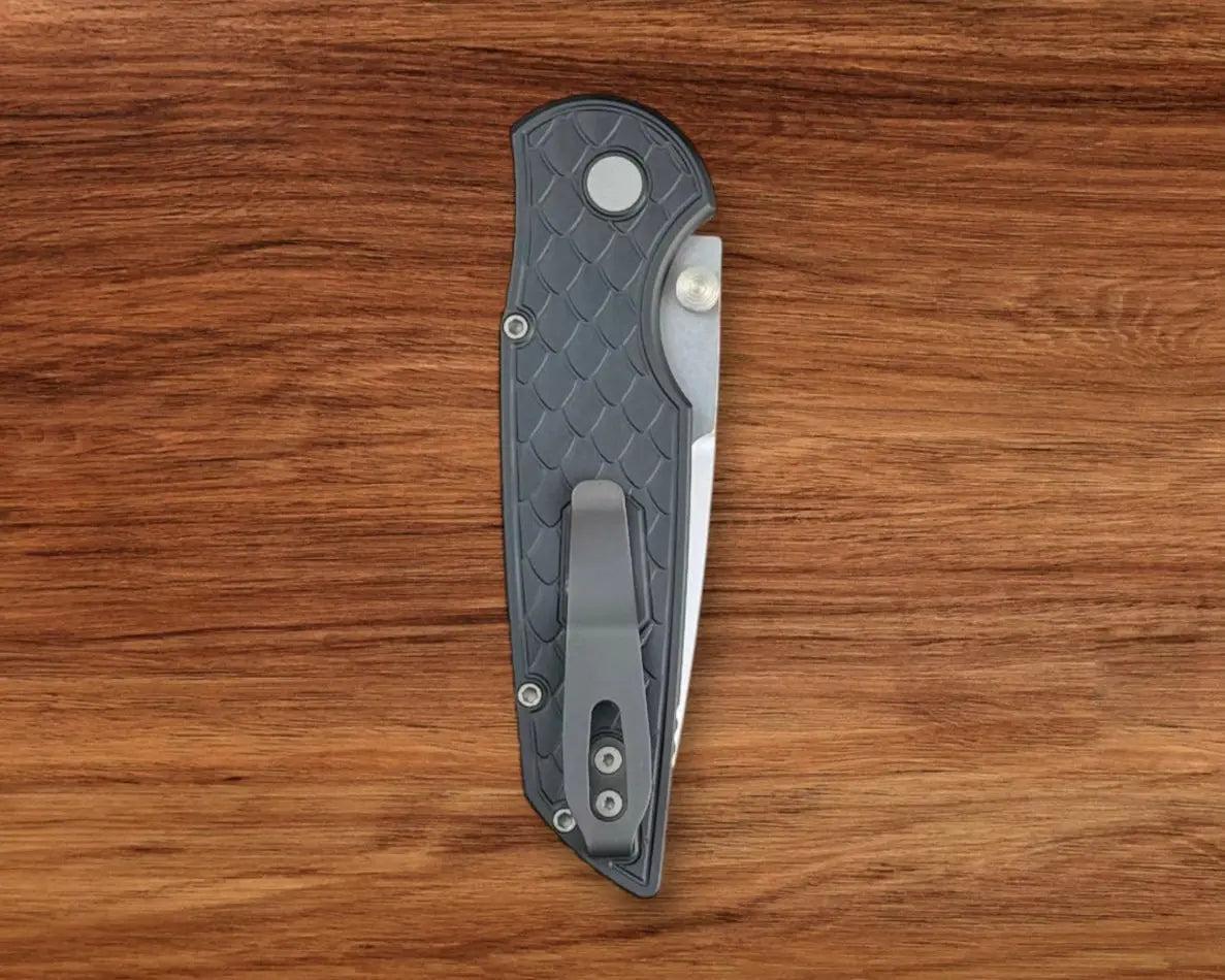 Pro-Tech-Pro-Tech TR-3 INTEGRITY Manual - REPTILE Textured Black Handle - Stonewash S35vn Blade - Wide Deep Carry Clip-5-Urban Cutlery