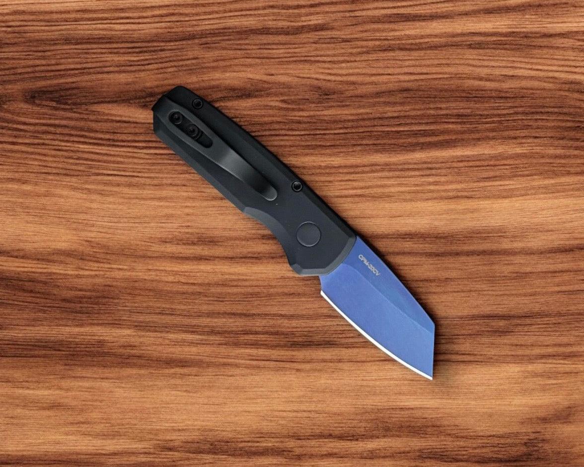 Pro-Tech-Protech R5203.SB Runt AUTO - Black Handle - Sapphire 20CV Reverse Tanto Blade - Abalone Button-Urban Cutlery