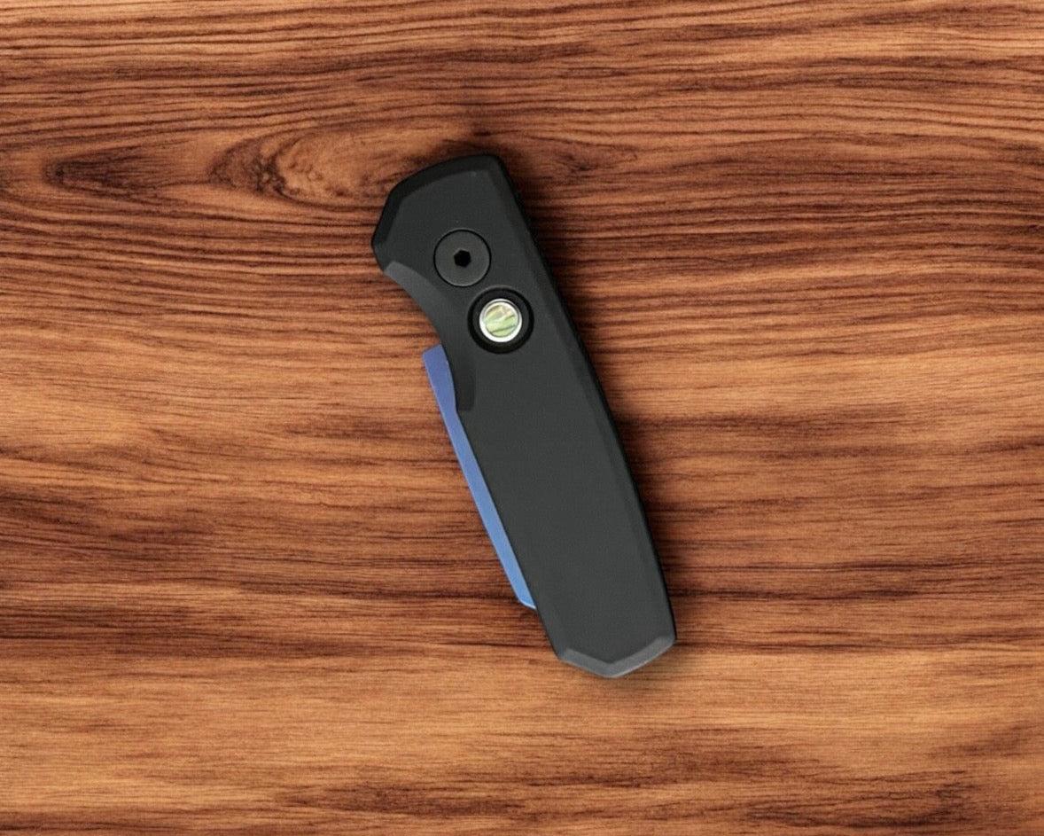 Pro-Tech-Protech R5203.SB Runt AUTO - Black Handle - Sapphire 20CV Reverse Tanto Blade - Abalone Button-Urban Cutlery