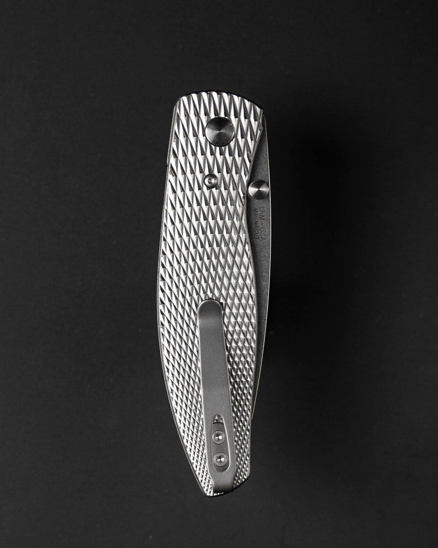 Three Rivers Mfg.-Three Rivers Mfg. (TRM) Atom - 3D Contoured Titanium LIZARD SKIN Handles - MAGNACUT Blade-4-Urban Cutlery