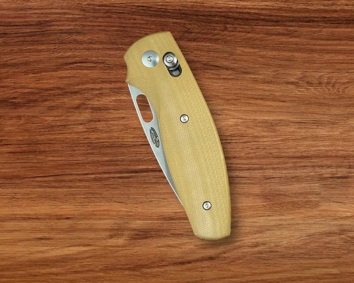 Three Rivers Mfg.-Three Rivers Mfg. (TRM) Bulldog - COYOTE BROWN G10 3D Contoured SMOOTH Handles - 20CV Blade-Urban Cutlery