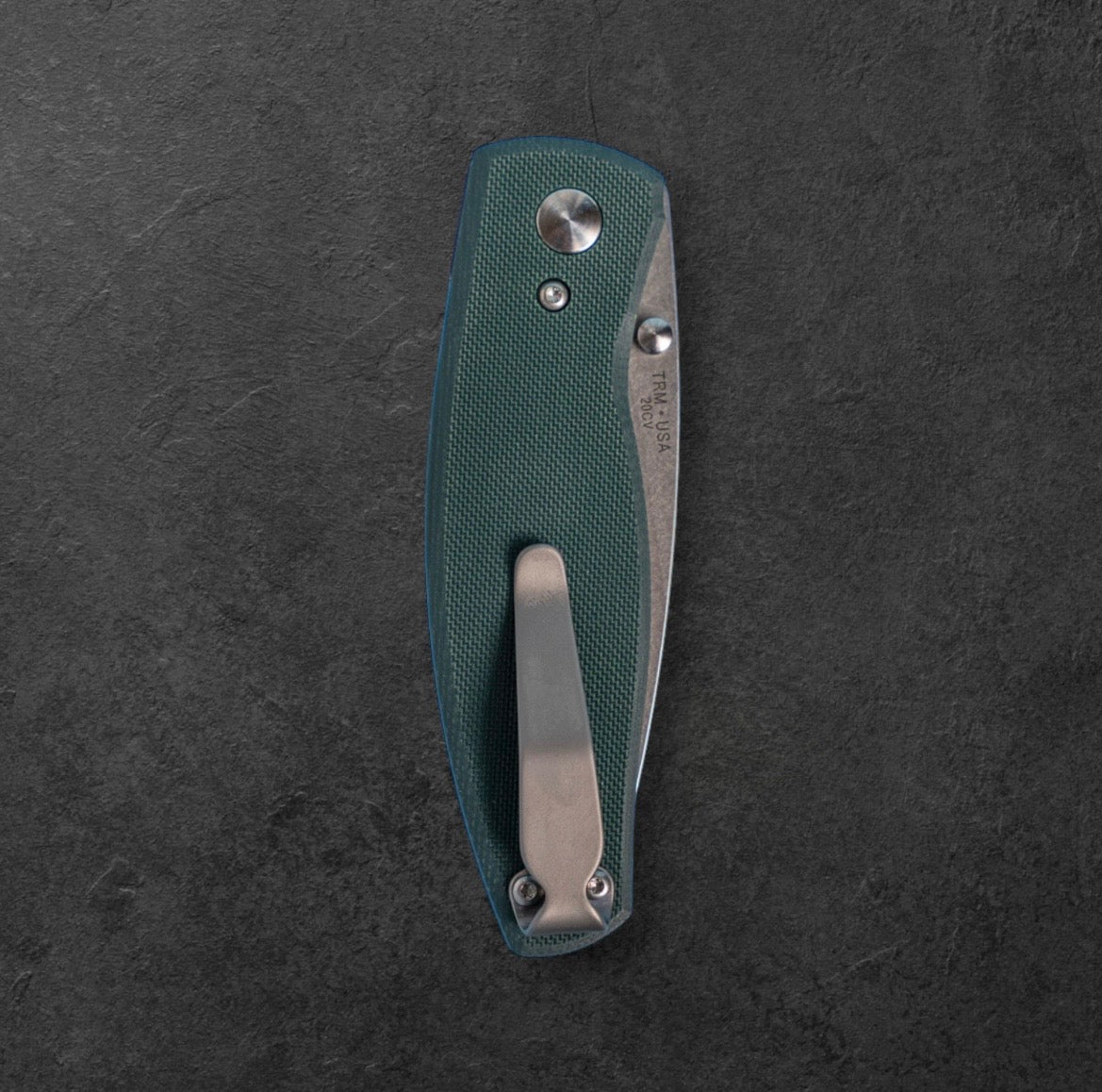 Three Rivers Mfg.-Three Rivers Mfg. (TRM) Neutron 2 - FOREST GREEN G10 Flat Handles - 20CV Blade-4-Urban Cutlery