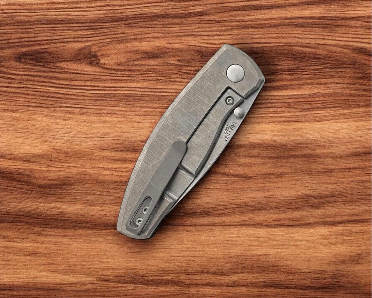 Three Rivers Mfg.-Three Rivers Mfg. (TRM) Neutron 2 FRAME LOCK - CAMOCARBON MOKUME 3D CONTOURED (Showside) Handles - 20CV Blade-Urban Cutlery