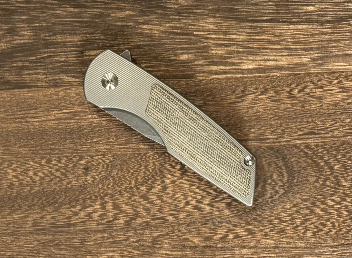 Urban EDC-Urban EDC Delta - Titanium and Elmax - Green Micarta and Acid Etched Blade - Brand New-Urban Cutlery