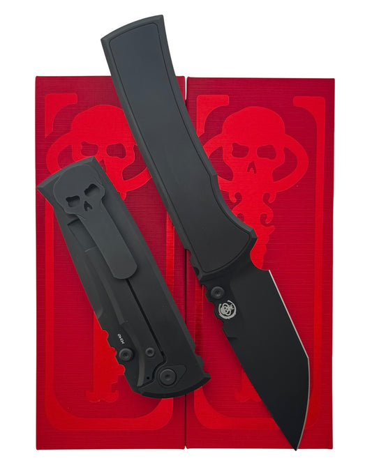 Chaves Knives-Chaves Knives Magnetic Inlay Integral Redencion 229 Frame Lock - Black PVD w/ Satin Flats Titanium Handles w/ Magnetic Inlay - Black PVD M390 Tanto Blade-1-Urban Cutlery