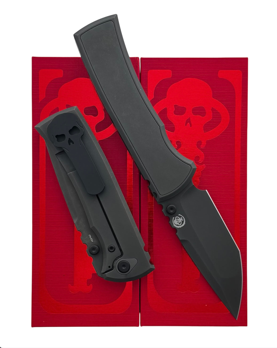 Chaves Knives-Chaves Knives Magnetic Inlay Integral Redencion 229 Frame Lock - Grey PVD Titanium Handles w/ Magnetic Inlay - Grey PVD M390 Tanto Blade-1-Urban Cutlery