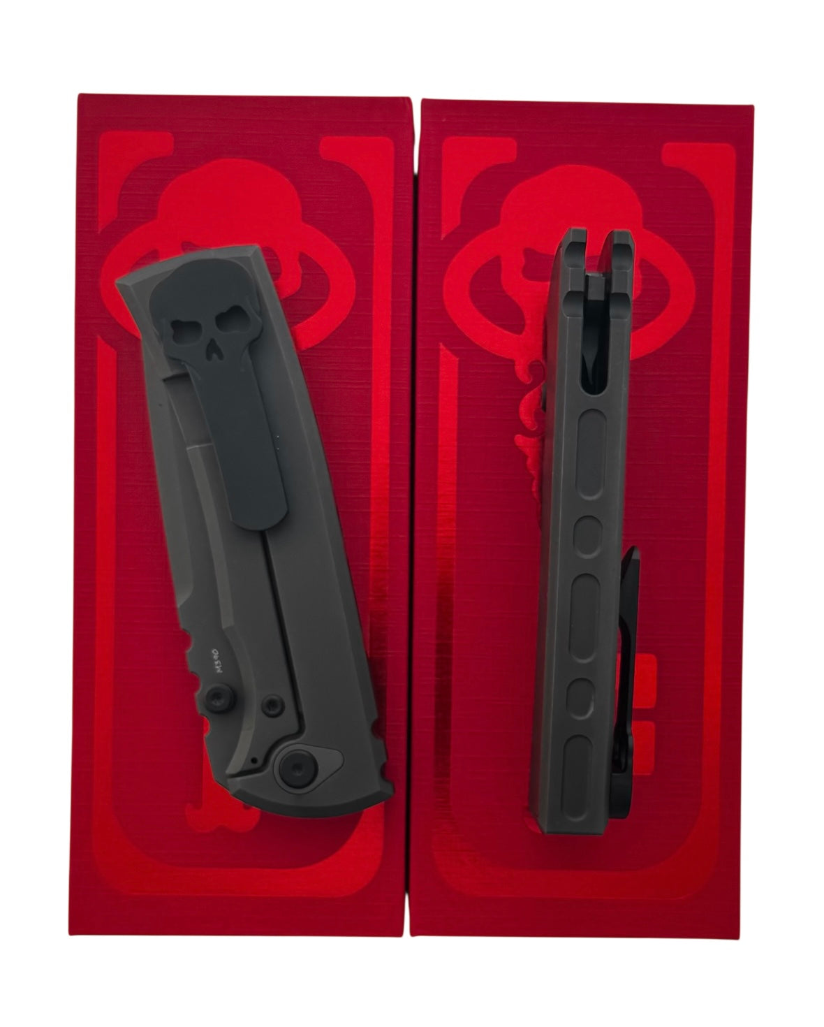 Chaves Knives-Chaves Knives Magnetic Inlay Integral Redencion 229 Frame Lock - Grey PVD Titanium Handles w/ Magnetic Inlay - Grey PVD M390 Tanto Blade-3-Urban Cutlery