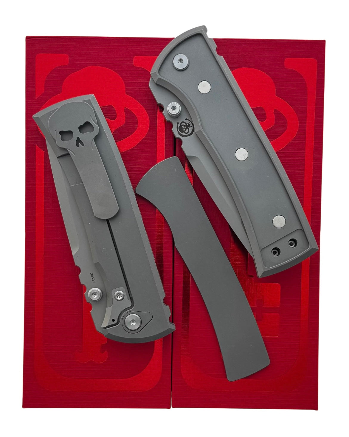 Chaves Knives-Chaves Knives Magnetic Inlay Integral Redencion 229 Frame Lock - Stonewash Titanium Handles w/ Magnetic Inlay - Stonewash M390 Drop Point Blade-2-Urban Cutlery