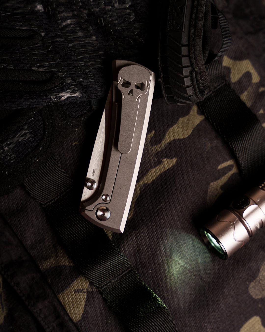 Chaves Knives-Chaves Knives RCK9 Titanium Frame Lock - Stonewash Titanium Handles - Machine Satin M390 Blade-3-Urban Cutlery