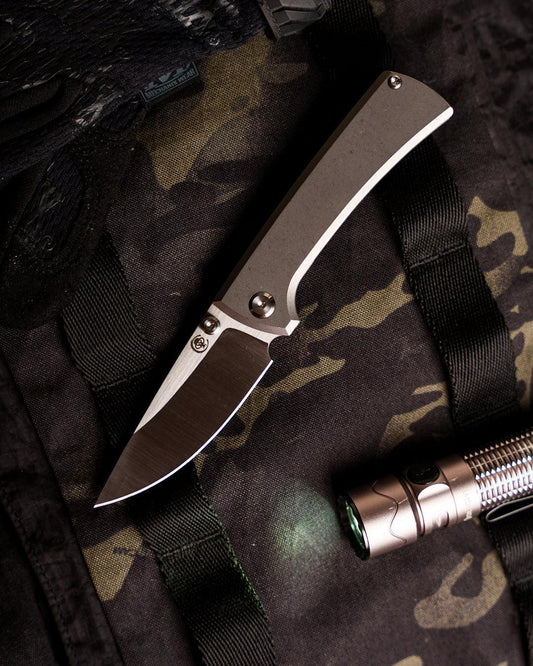 Chaves Knives-Chaves Knives RCK9 Titanium Frame Lock - Stonewash Titanium Handles - Machine Satin M390 Blade-Folding Knife-Urban Cutlery