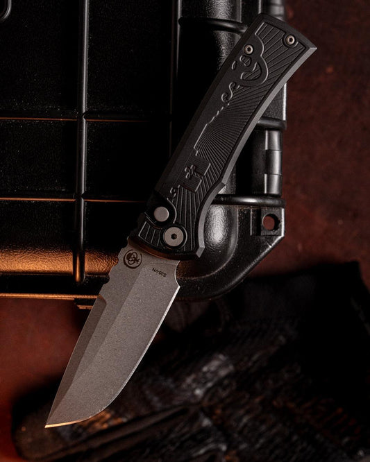 Chaves Knives-Chaves x ProTech 229 Redencion Auto - Black Key Milled Handles - Stonewash S35vn Blade-1-Urban Cutlery