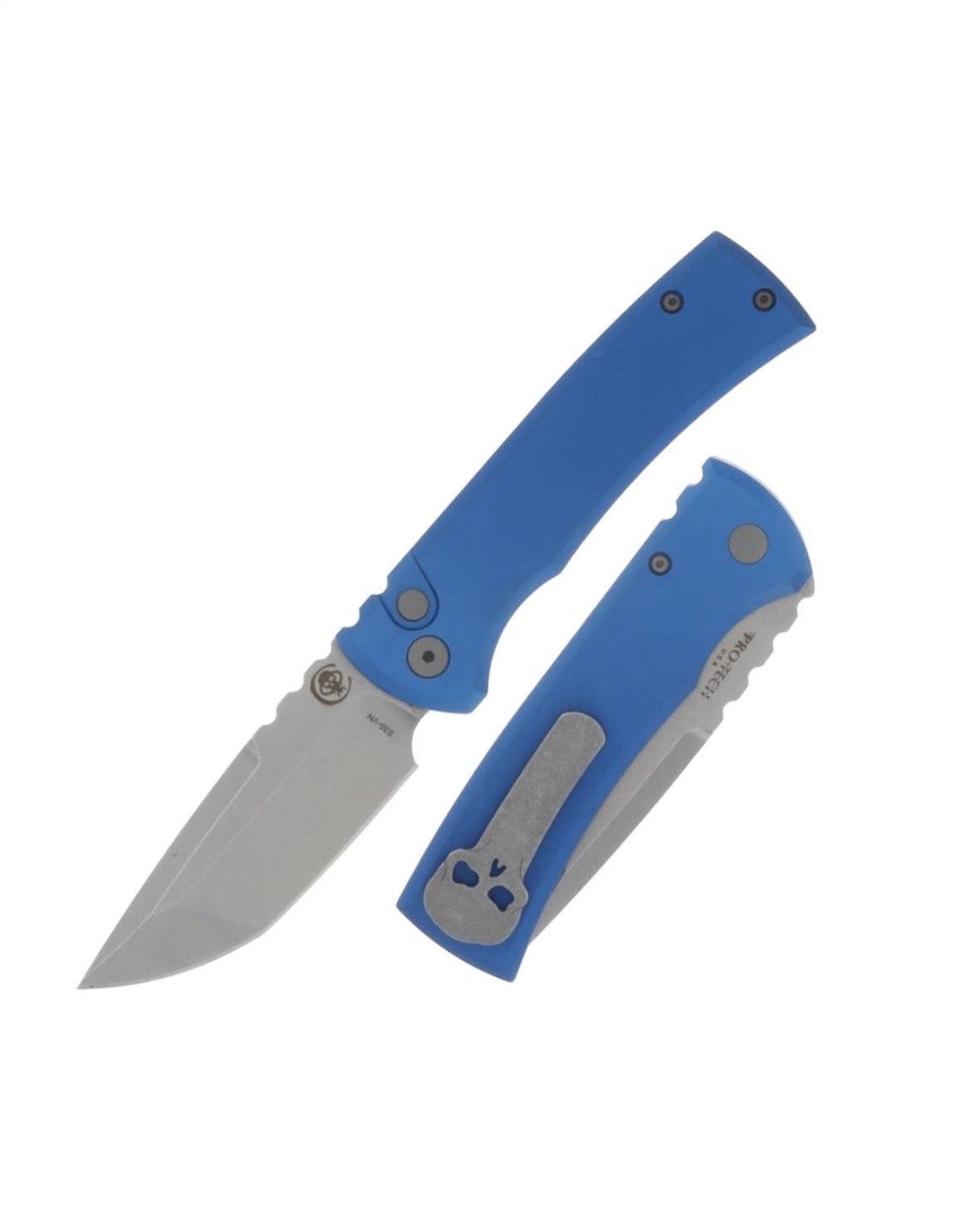Chaves Knives-Chaves x ProTech 229 Redencion Auto - Blue Handles - Stonewash S35vn Tanto Blade-1-Urban Cutlery