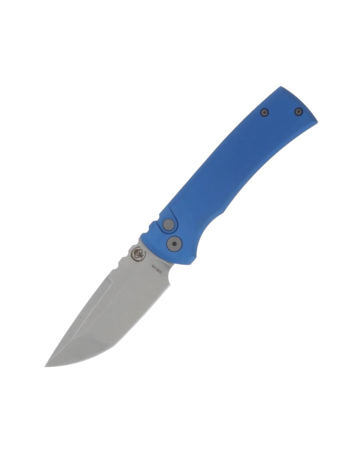Chaves Knives-Chaves x ProTech 229 Redencion Auto - Blue Handles - Stonewash S35vn Tanto Blade-2-Urban Cutlery