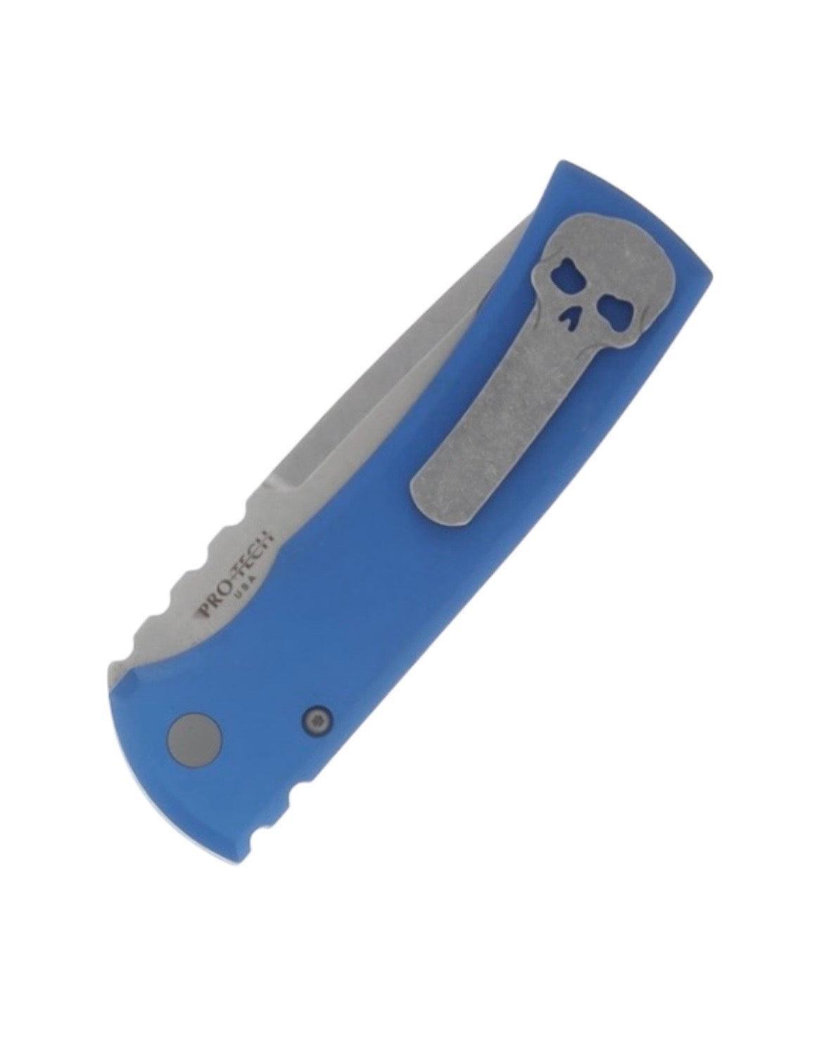 Chaves Knives-Chaves x ProTech 229 Redencion Auto - Blue Handles - Stonewash S35vn Tanto Blade-4-Urban Cutlery