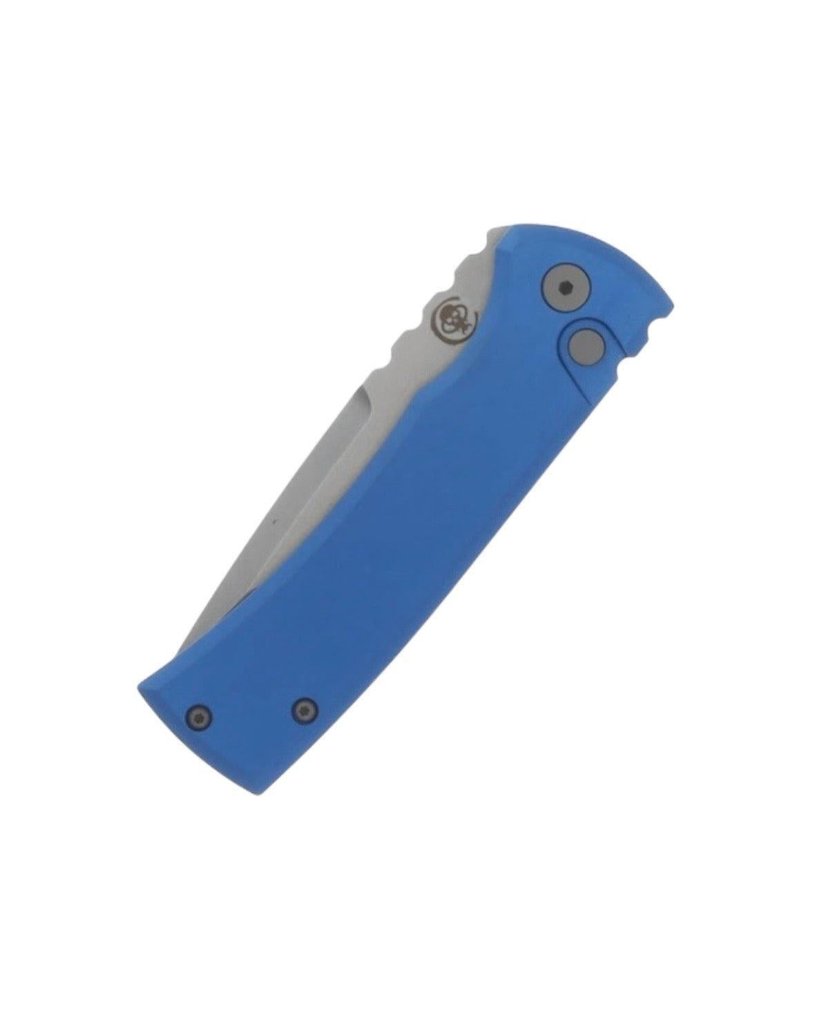 Chaves Knives-Chaves x ProTech 229 Redencion Auto - Blue Handles - Stonewash S35vn Tanto Blade-5-Urban Cutlery